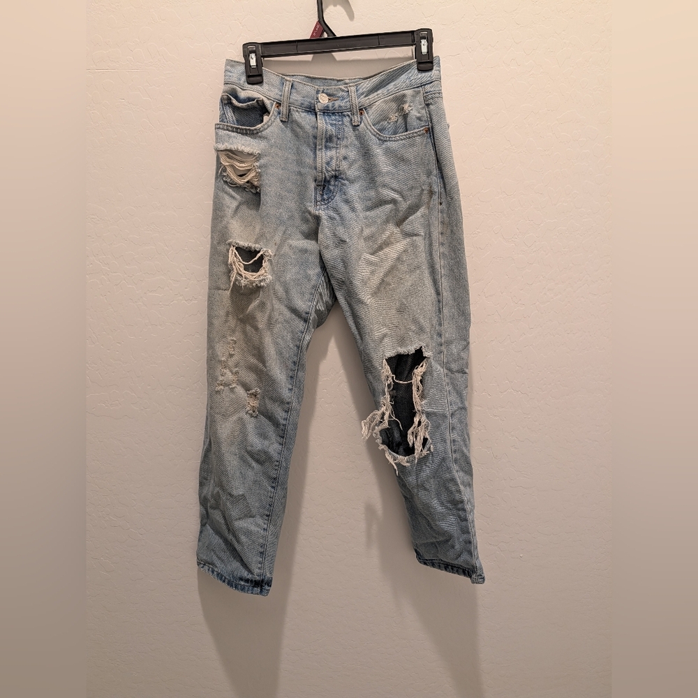 Forever 21 Brand - Baggy Wide Leg High Rise Jeans in Desert Light Wash - Size 27